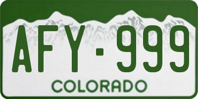 CO license plate AFY999