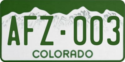 CO license plate AFZ003