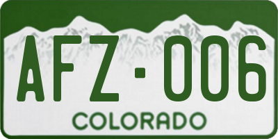 CO license plate AFZ006