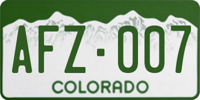 CO license plate AFZ007