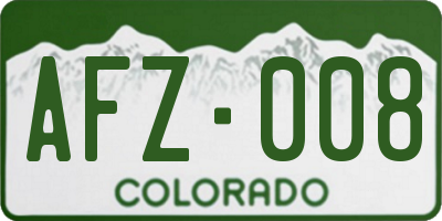 CO license plate AFZ008