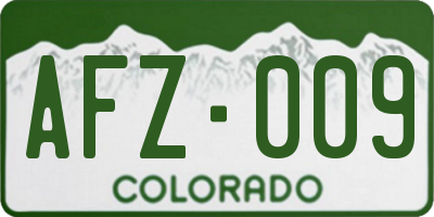 CO license plate AFZ009