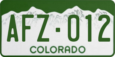 CO license plate AFZ012