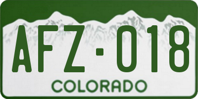 CO license plate AFZ018