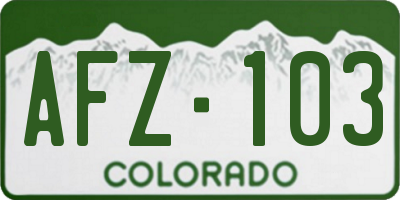 CO license plate AFZ103