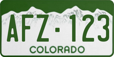 CO license plate AFZ123
