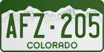 CO license plate AFZ205