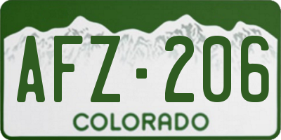 CO license plate AFZ206