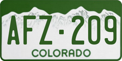CO license plate AFZ209