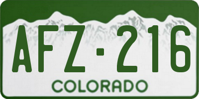 CO license plate AFZ216