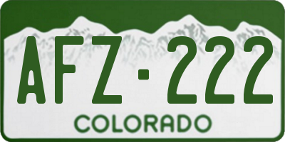 CO license plate AFZ222