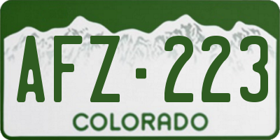 CO license plate AFZ223