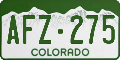 CO license plate AFZ275