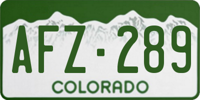 CO license plate AFZ289