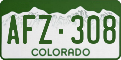 CO license plate AFZ308