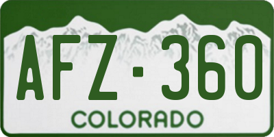 CO license plate AFZ360