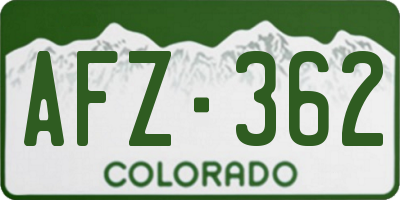 CO license plate AFZ362