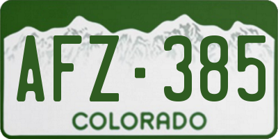 CO license plate AFZ385