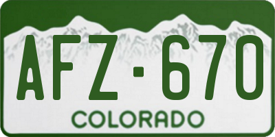 CO license plate AFZ670