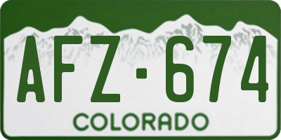 CO license plate AFZ674