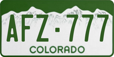 CO license plate AFZ777