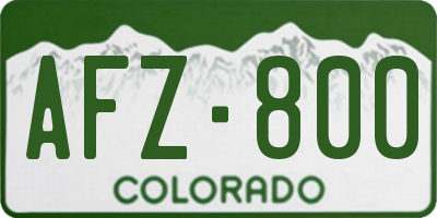CO license plate AFZ800