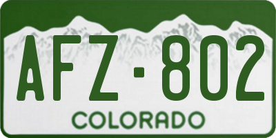 CO license plate AFZ802