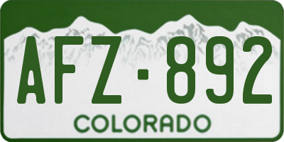 CO license plate AFZ892