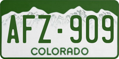 CO license plate AFZ909