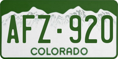 CO license plate AFZ920