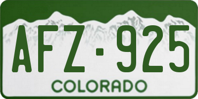CO license plate AFZ925