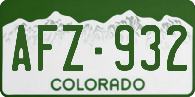 CO license plate AFZ932