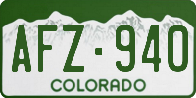 CO license plate AFZ940