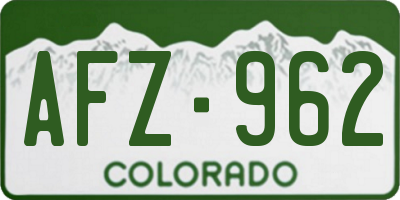 CO license plate AFZ962
