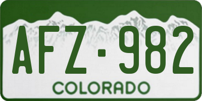 CO license plate AFZ982