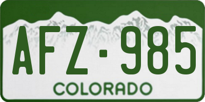 CO license plate AFZ985