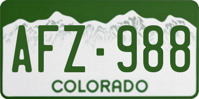 CO license plate AFZ988