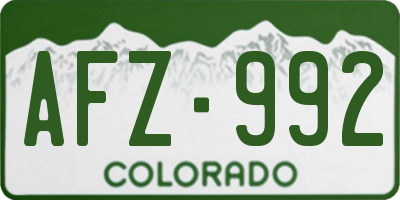 CO license plate AFZ992