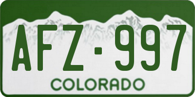 CO license plate AFZ997