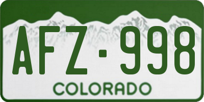 CO license plate AFZ998