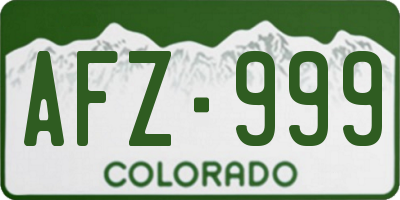 CO license plate AFZ999