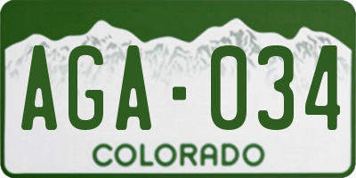 CO license plate AGA034
