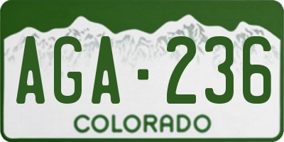 CO license plate AGA236