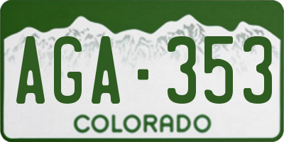 CO license plate AGA353