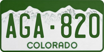 CO license plate AGA820