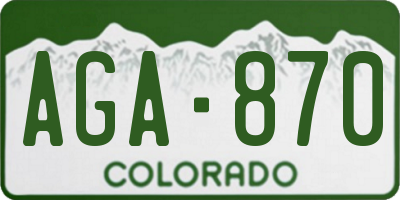 CO license plate AGA870