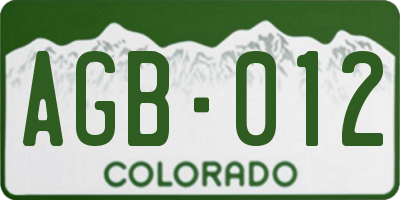 CO license plate AGB012