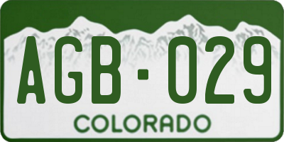 CO license plate AGB029