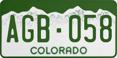 CO license plate AGB058