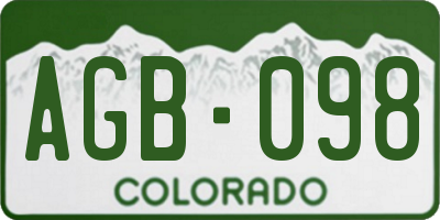 CO license plate AGB098